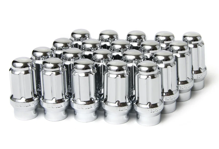 Small Diam Spline E-T Lug Nuts 3/4" & 13/16" Key 12mm x 1.50 Chrome Set of 20