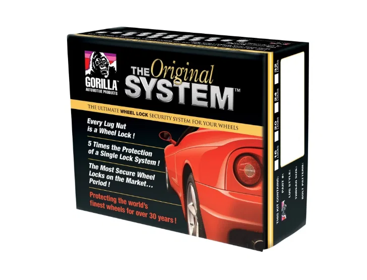 Original Gorilla Lock System Duplex Acorn 13/16"&7/8" Dual Hex 14x1.5 Black 24Pk