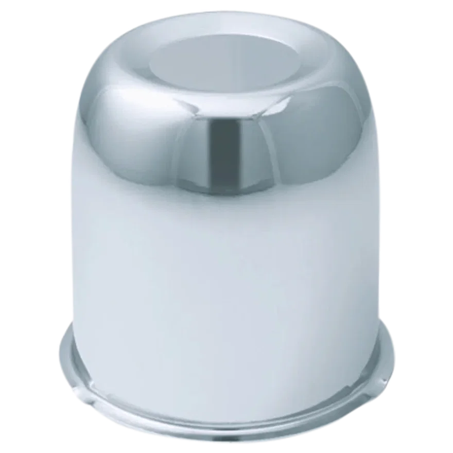 Push Thru Center Cap Closed End Chrome Steel 3.25in OD 3.58in Overall Length
