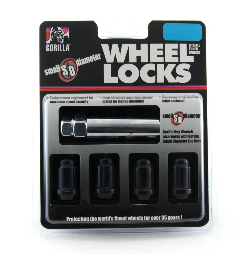Small Diam Spline Acorn Lock Set 3/4" & 13/16" Key 1/2"-20 Black Set of 4
