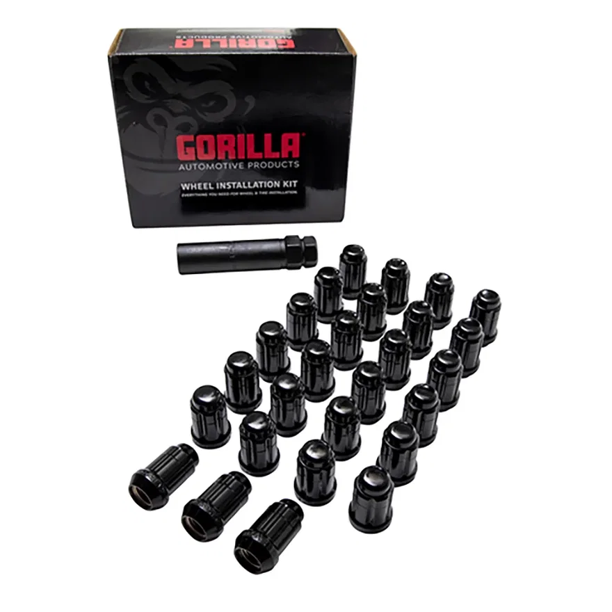 Small Diam Spline Acorn Lugs 3/4" & 13/16" Key 12x1.5 Black Set of 27 for Spare for Ford Bronco