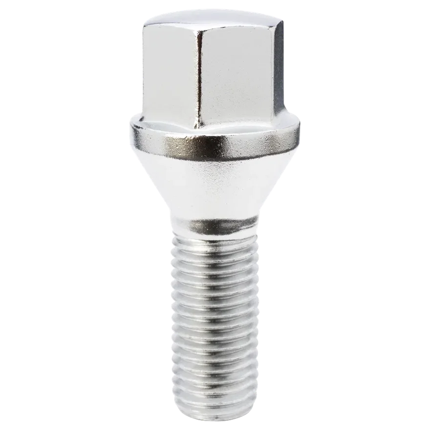 Conical Seat Lug Bolt 17mm Hex 12mm x 1.50 Chrome 28mm Thread Length Bulk