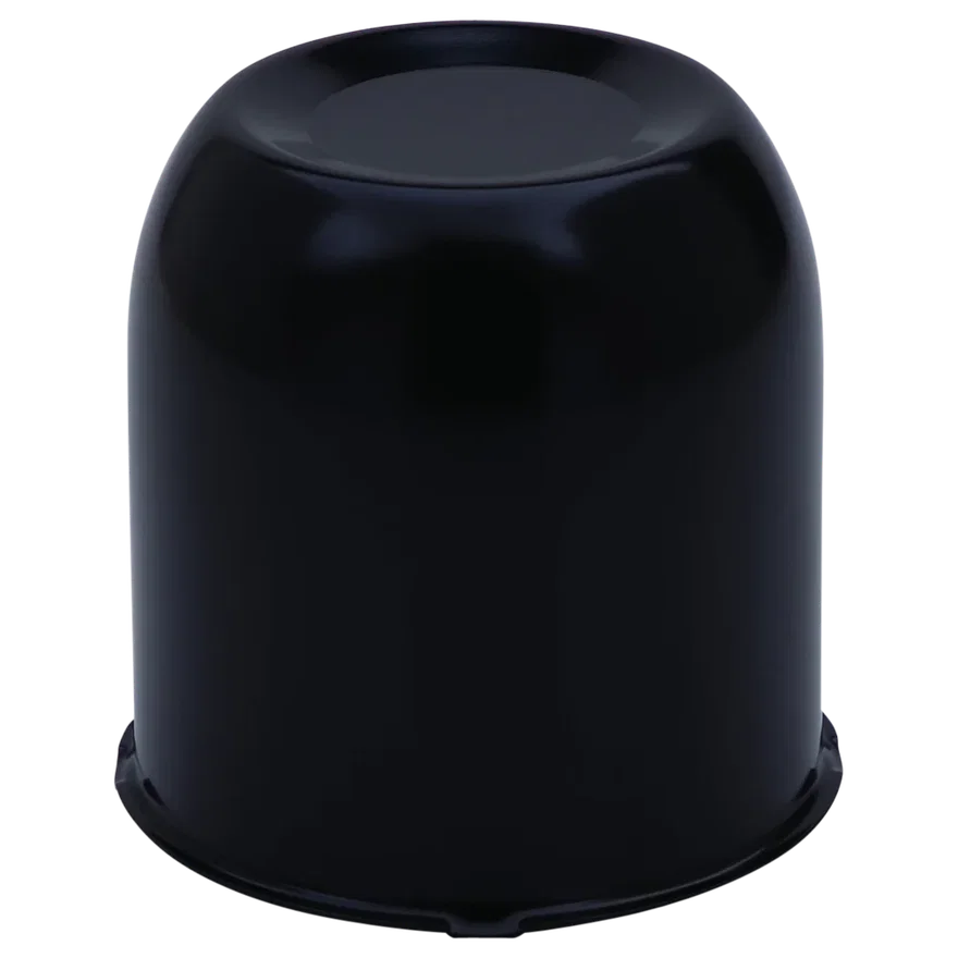 Push Thru Center Cap Closed End Gloss Black Steel 3.3in OD 3.58in Overall Length
