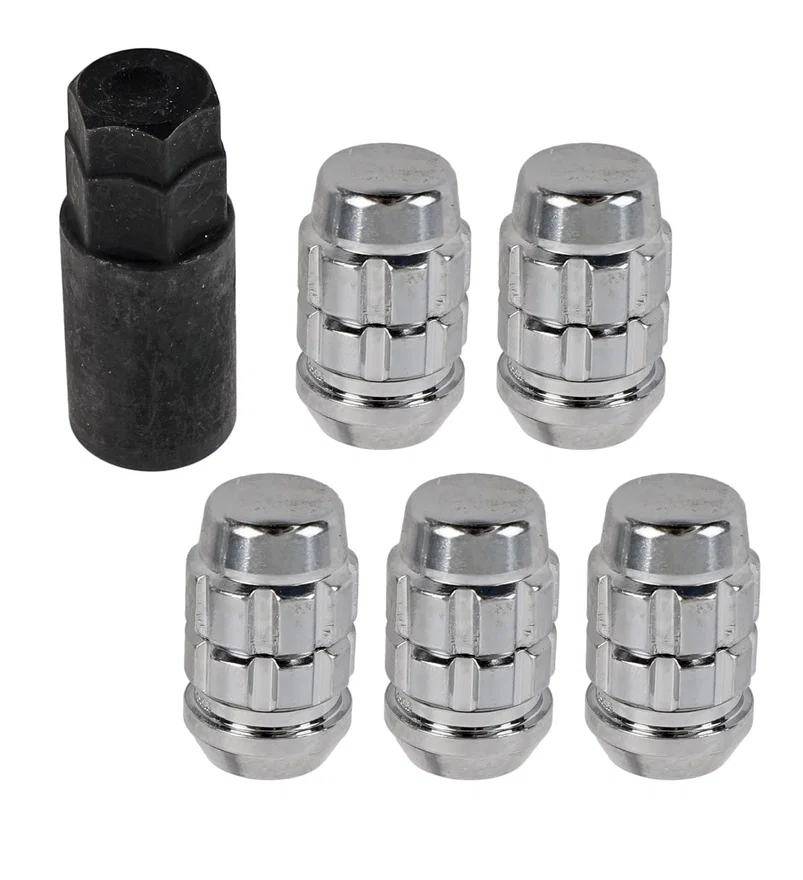 X2 Lock Set Acorn Bulge 3/4" & 13/16" Dual Hex 12mm x 1.50 Chrome Set of 5 for Ford Bronco