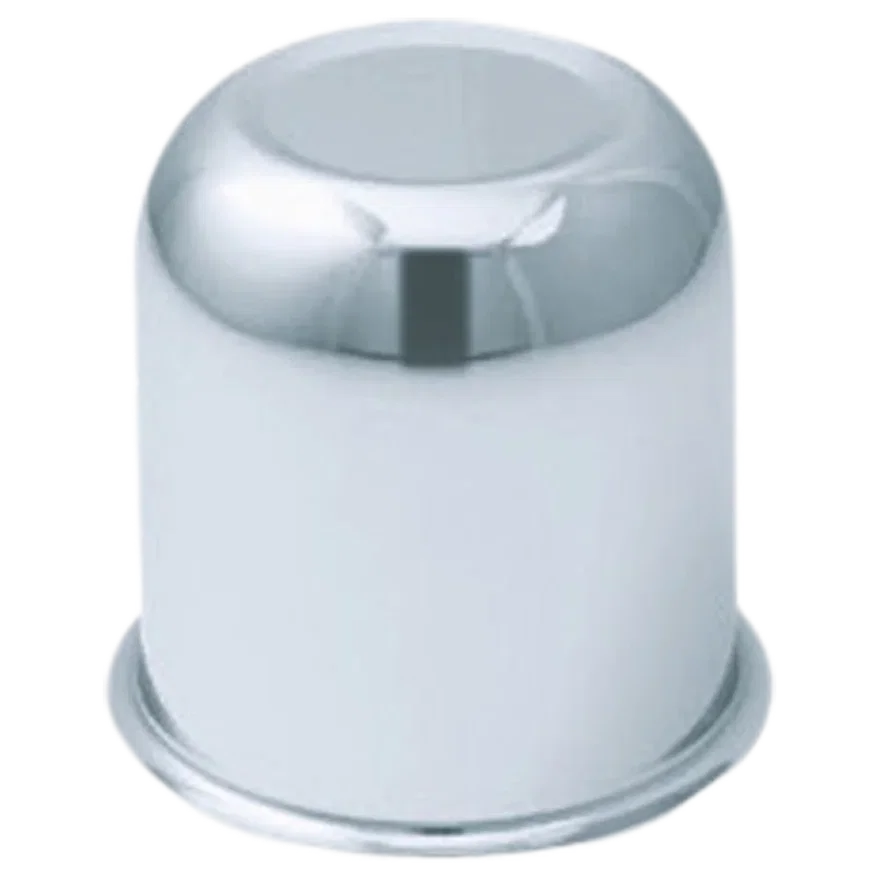 Push Thru Center Cap Closed End Chrome Steel 2.67in OD 3.16in Overall Length