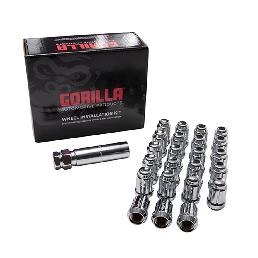 Small Diam Spline Acorn Lugs&Locks 3/4"&13/16" Key 1/2"-20 Chrome 18Lugs&5 Locks for Jeep