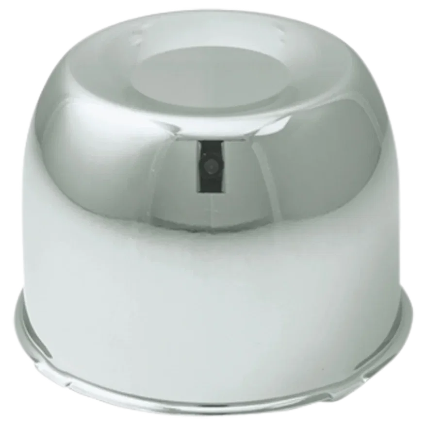 Push Thru Center Cap Open End Short Stainless Steel 4.25in OD 4.5in Overall Len