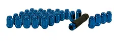 Small Diam Spline Duplex Lug Nuts 13/16" & 7/8" Key 14mm x 1.50 Blue Set of 32 image 2