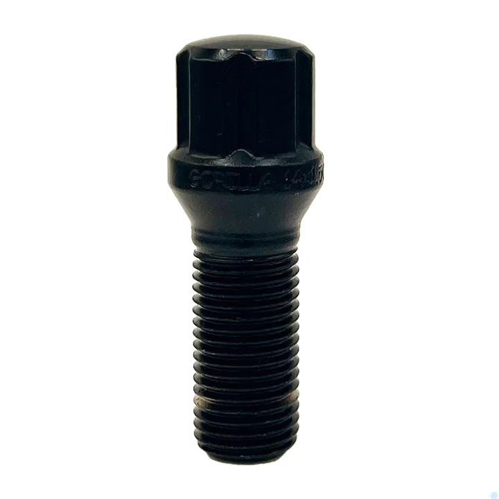 Small Diameter Spline Lug Bolt 14mm x 1.50 Black 30mm Thread Length Bulk