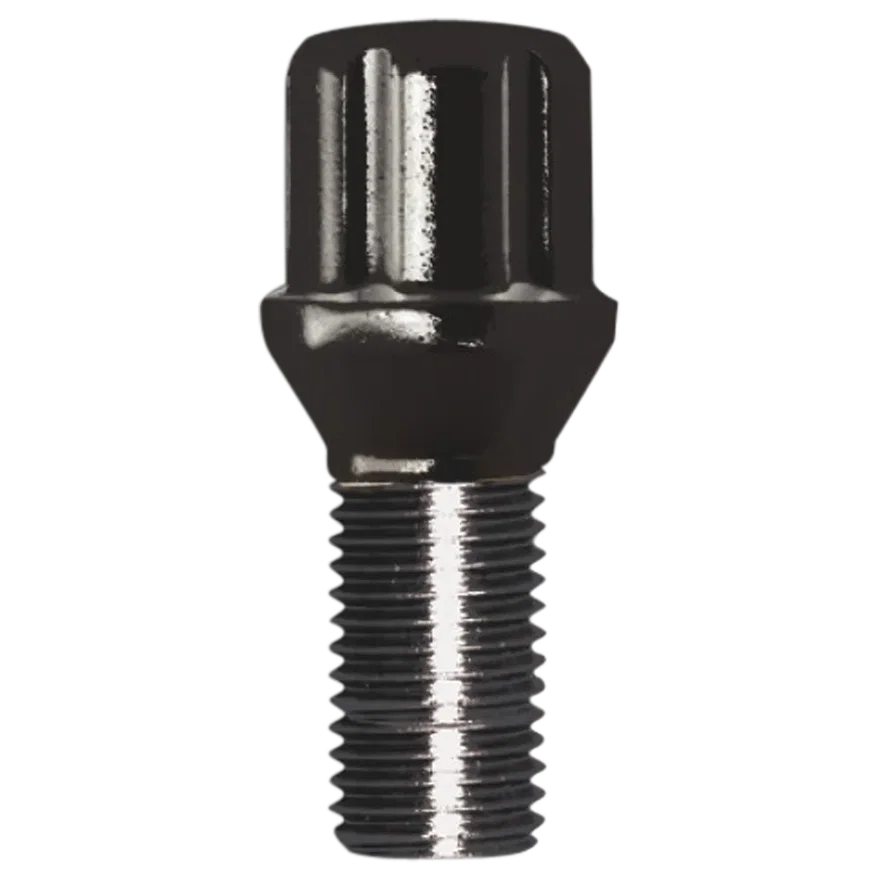 Small Diameter Spline Lug Bolt 12mm x 1.25 Black 22mm Thread Length Bulk