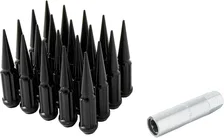 Small Diam Spline Spike Lug Nuts 13/16" & 7/8" Key 9/16"-18 Black Set of 20 image 2