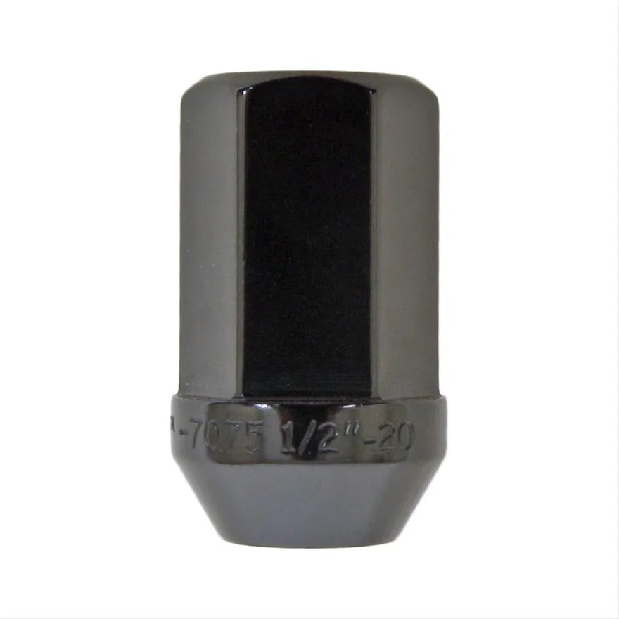 Aluminum Closed End Lug Nut 1/2"-20 3/4" Hex Anodized Black Bulk