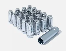 Small Diam Spline Duplex Lug Nuts 13/16" & 7/8" Key 12mm x 1.75 Chrome Set of 20 image 2