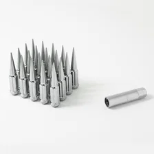 Small Diam Spline Spike Lug Nuts 13/16" & 7/8" Key 12mm x 1.50 Chrome Set of 20 image 2