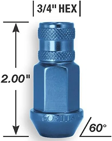 Aluminum Open End Lug Nut 12mm x 1.50 3/4" Hex Anodized Blue Bulk