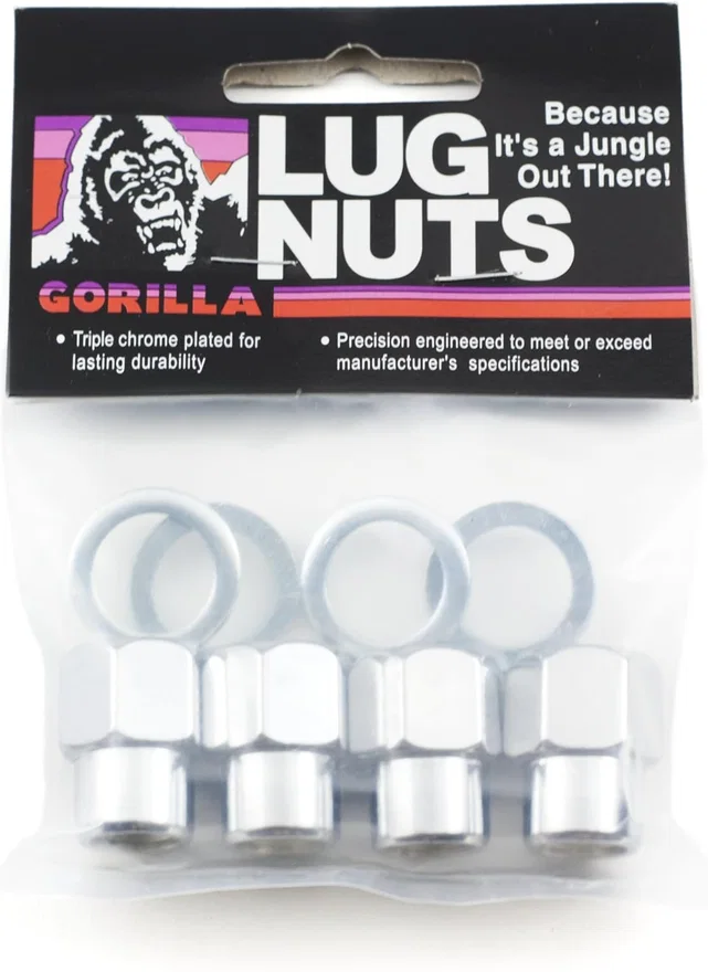 Short Mag Open End 13/16" Hex 7/16"-20 Chrome Pack of 4 Lug Nuts and 4 Washers