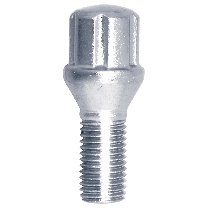 Small Diameter Spline Lug Bolt 12mm x 1.50 Chrome 24mm Thread Length Bulk