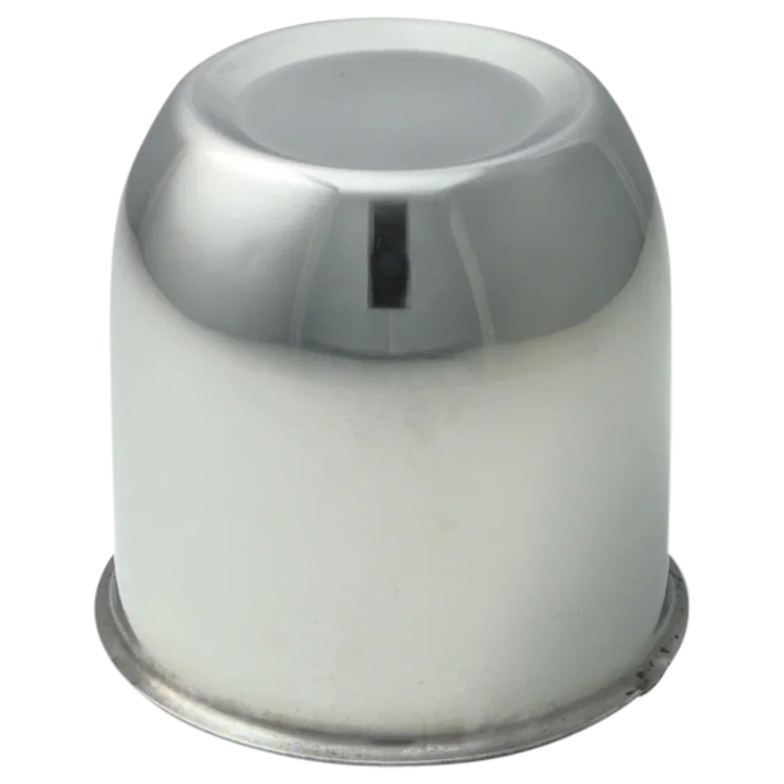 Push Thru Center Cap Closed End Stainless Steel 3.3in OD 3.58in Overall Length