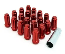 Small Diam Spline Duplex Lug Nuts 13/16" & 7/8" Key 14mm x 1.50 Red Set of 20 image 2