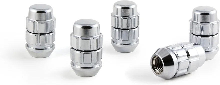 X2 Lock Set Acorn Bulge 3/4" & 13/16" Dual Hex 1/2"-20 Chrome Set of 5 for Jeep