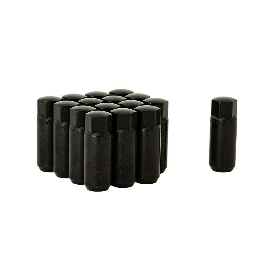Extended Hex Racing Lug Nut 10mm x 1.25 17mm Hex Black Set of 16