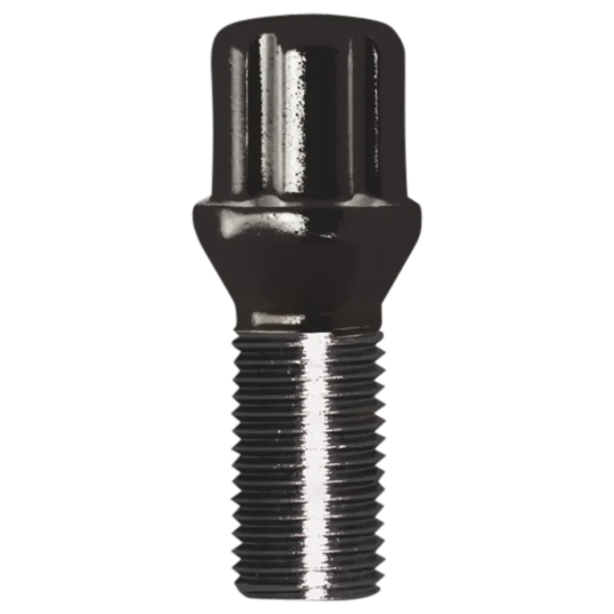 Small Diameter Spline Lug Bolt 14mm x 1.50 Black 27mm Thread Length Bulk