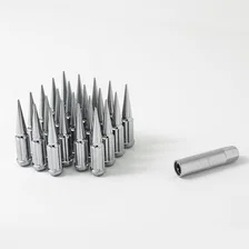 Small Diam Spline Spike Lug Nuts 13/16" & 7/8" Key 1/2"-20 Chrome Set of 23 for Jeep image 2
