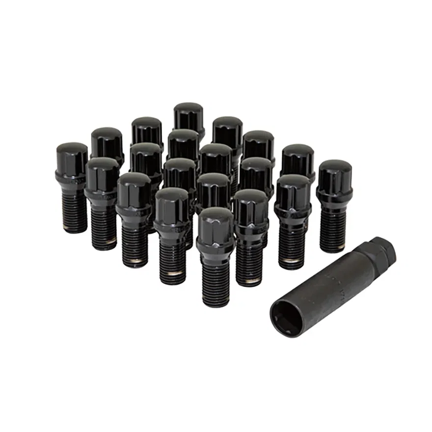Small Diameter Spline Lug Bolts 14mm x 1.50 Black 27mm- Kit