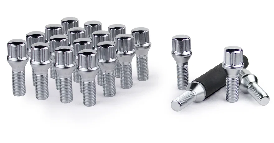 Small Diam Spline Lug Bolts 17mm&19mm Key 14x1.25 Chrome 27mm Thread Length 20Pk