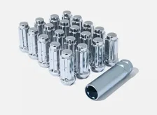 Small Diam Spline Duplex Lug Nuts 13/16" & 7/8" Key 14mm x 1.50 Chrome Set of 20 image 1