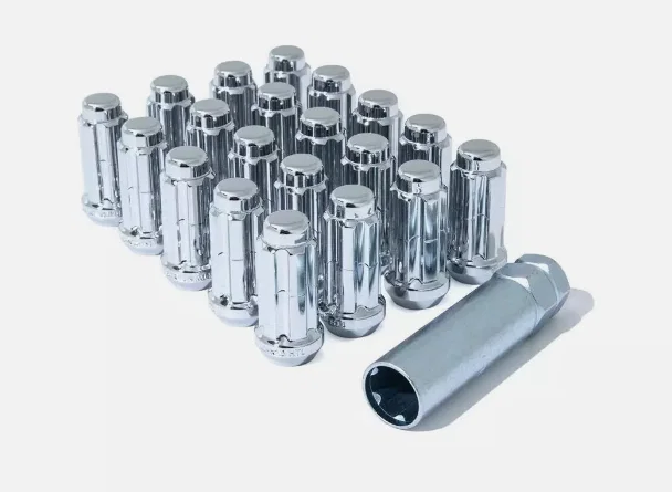 Small Diam Spline Duplex Lug Nuts 13/16" & 7/8" Key 14mm x 1.50 Chrome Set of 20