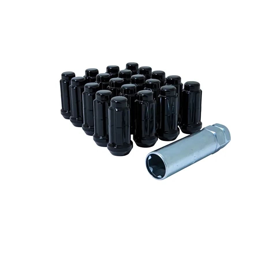 Small Diam Spline Duplex Lug Nuts 13/16" & 7/8" Key 1/2"-20 Black Set of 20