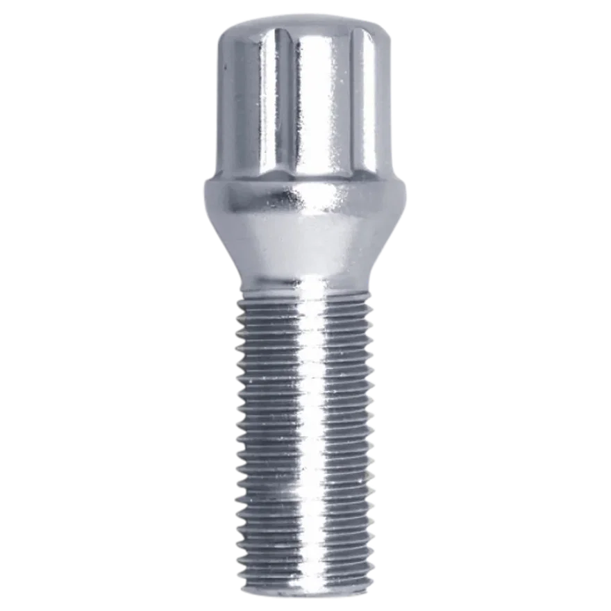 Small Diameter Spline Lug Bolt 14mm x 1.25 Chrome 32mm Thread Length Bulk