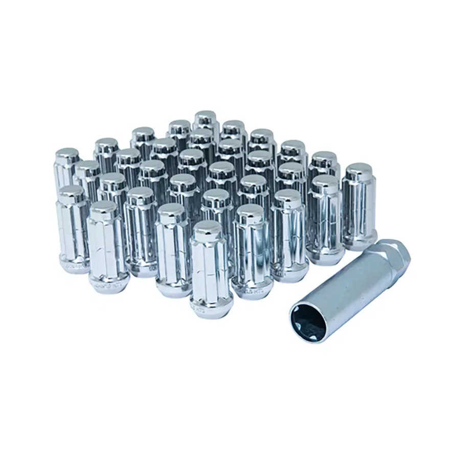 Small Diam Spline Duplex Lug Nuts 13/16" & 7/8" Key 9/16"-18 Chrome Set of 32