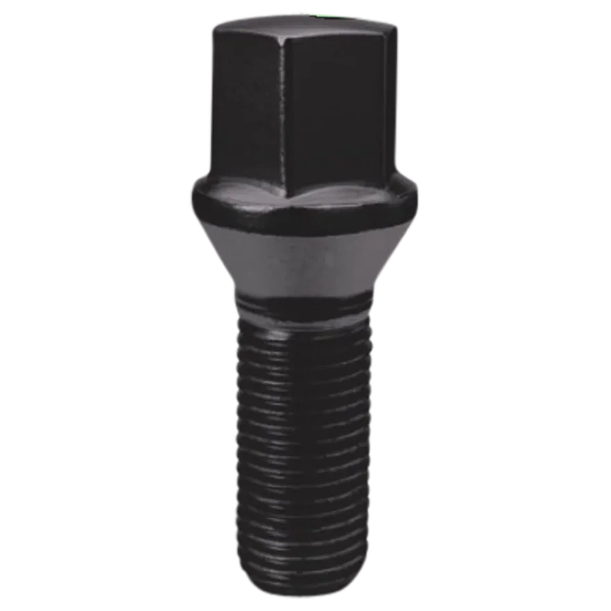 Conical Seat Lug Bolt 17mm Hex 14mm x 1.25 Black 32mm Thread Length Bulk