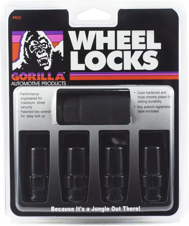 Original Gorilla Lock Set Duplex Acorn 13/16" Hex 14mm x 2.00 Black Set of 4