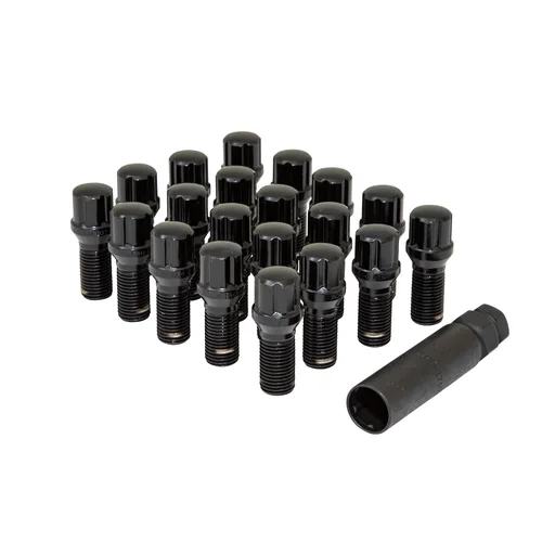 Small Diam Spline Lug Bolts 17mm&19mm Key 14x1.25 Black 27mm Thread Length 20Pk