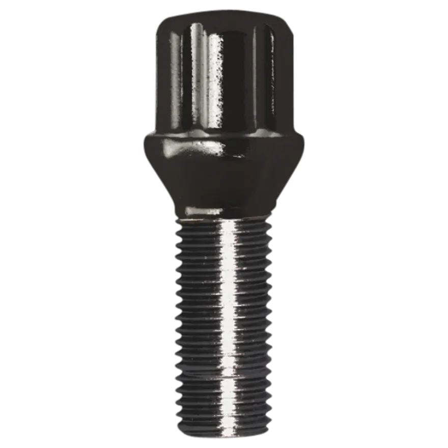 Small Diameter Spline Lug Bolt 14mm x 1.25 Black 32mm Thread Length Bulk