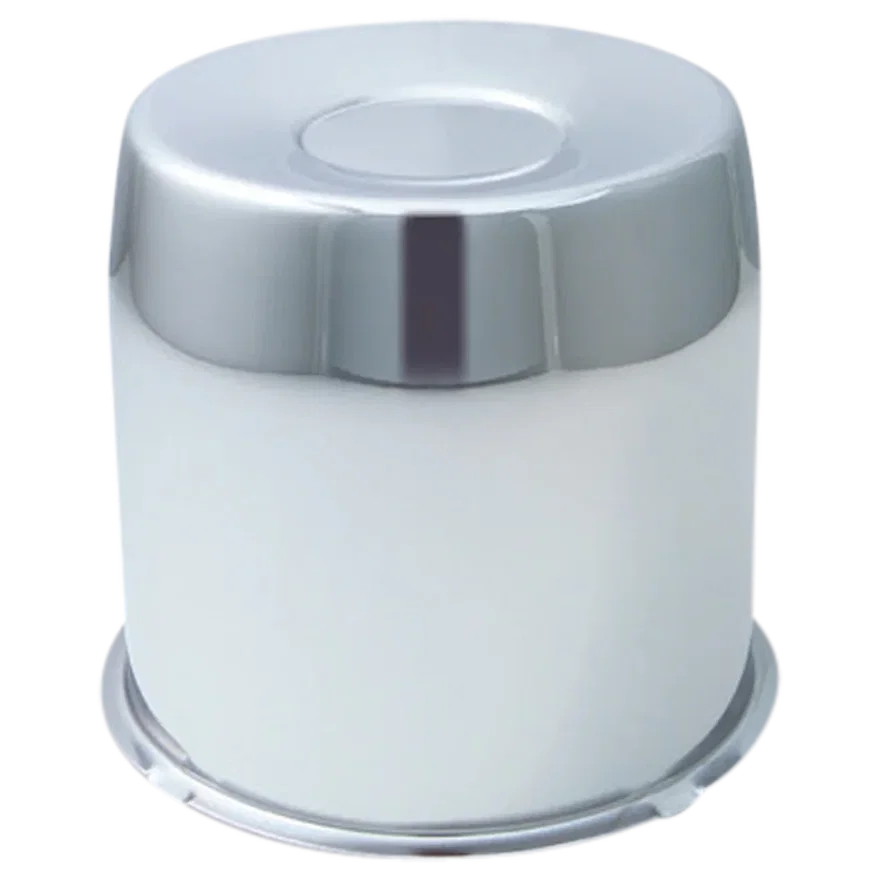 Push Thru Center Cap Closed End Chrome Steel 5.1in OD 5.36in Overall Length