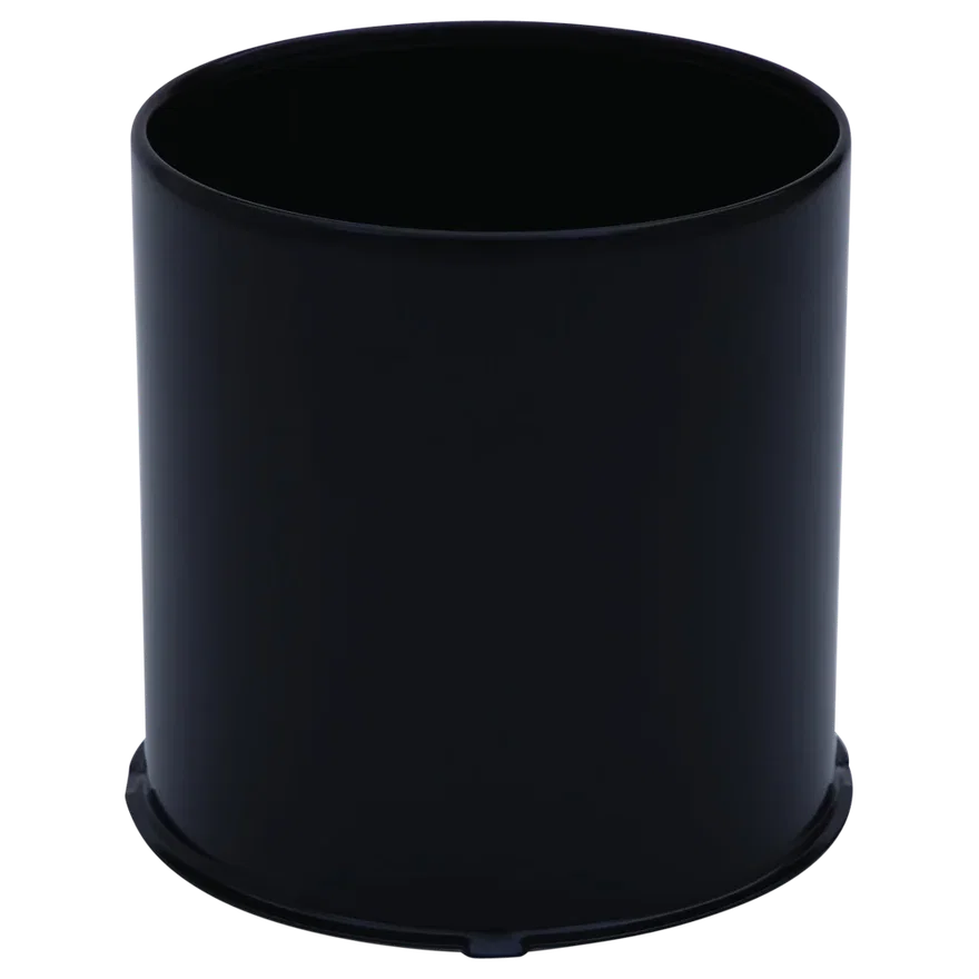 Push Thru Center Cap Open End Gloss Black Steel 4.25in OD 4.5in Overall Length