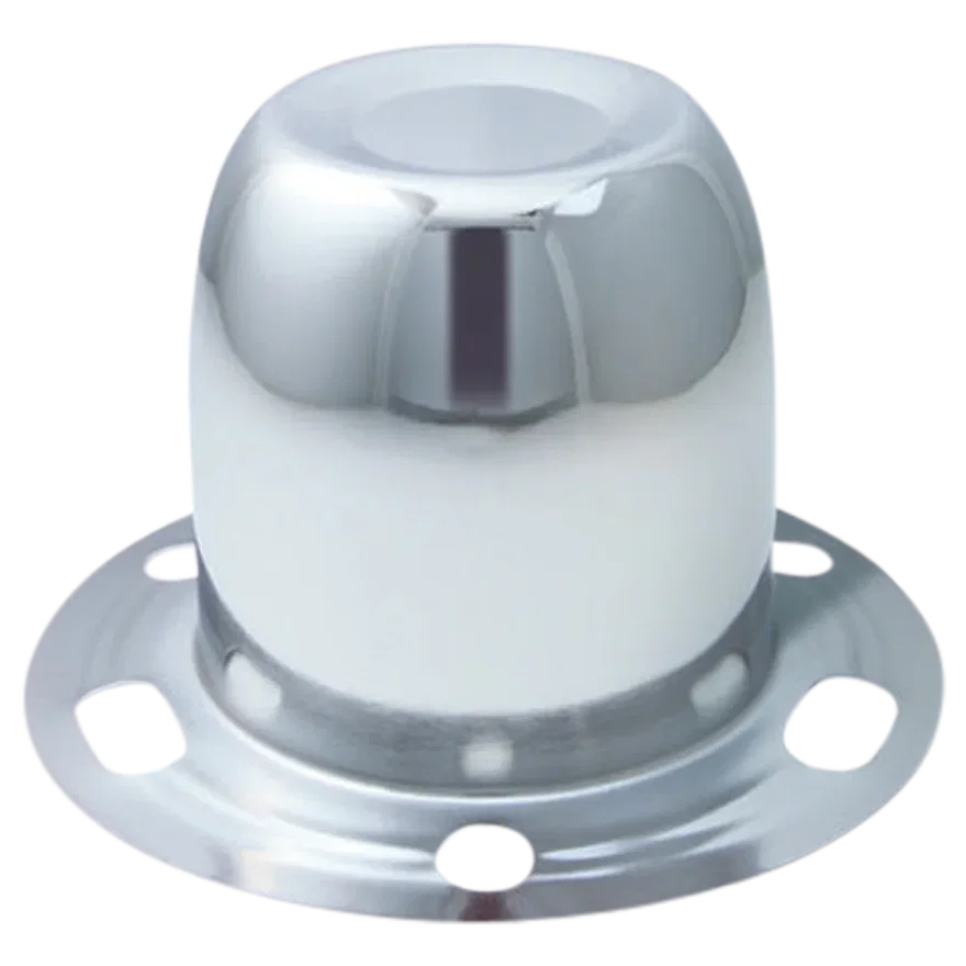 Push Thru Center Cap Closed End Derby Chr Steel 4.25in OD 4.37in Overall Length