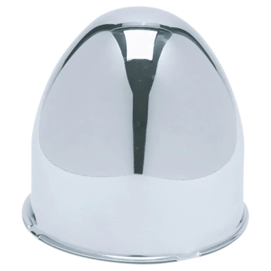 Push Thru Center Cap Closed End Chrome Steel 3.3in OD 3.58in Overall Length