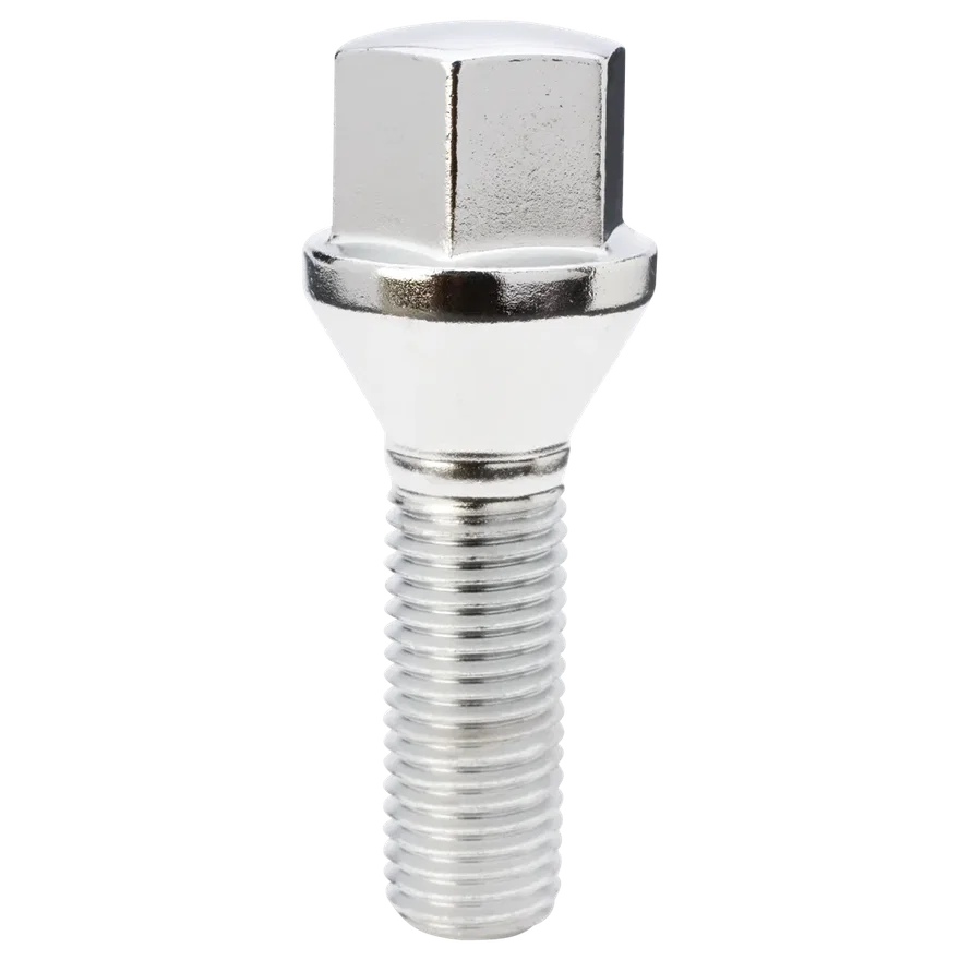 Conical Seat Lug Bolt 17mm Hex 12mm x 1.50 Chrome 33mm Thread Length Bulk