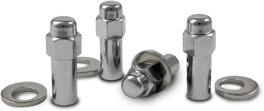 Standard Mag Closed End 13/16" Hex 1/2"-20 Chrome Pack of 4 Lugs & 4 Washers