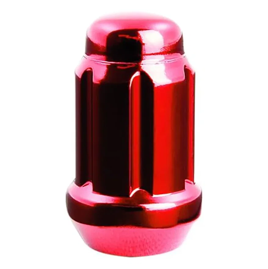 Small Diameter Spline Acorn Lug Nut 12mm x 1.25 Red Painted Bulk