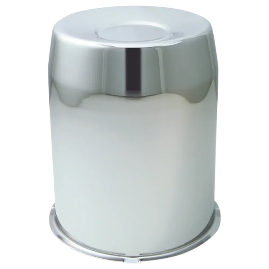 Push Thru Center Cap Closed End Long Stainless Steel 5.1in OD 5.36in Overall Len