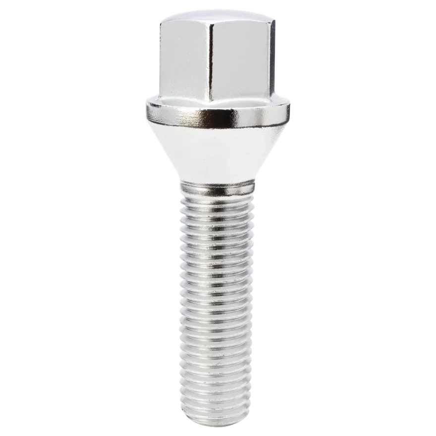 Conical Seat Lug Bolt 17mm Hex 12mm x 1.50 Chrome 40mm Thread Length Bulk