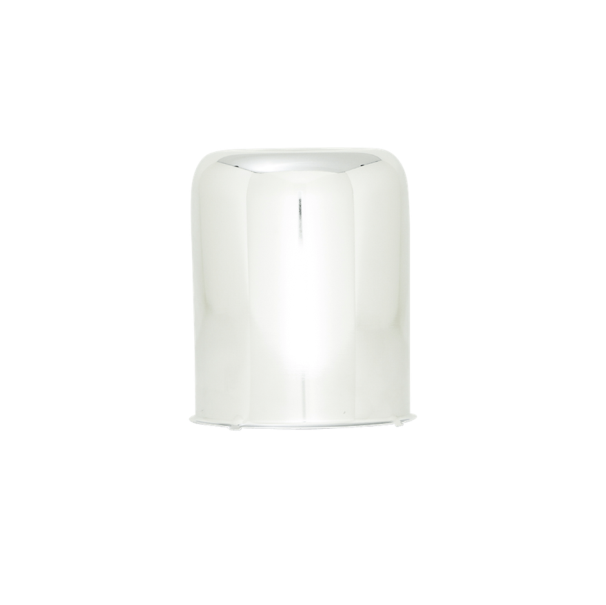Push Thru Center Cap Closed End Long Chrome Steel 4.9in OD 5.15in Overall Length