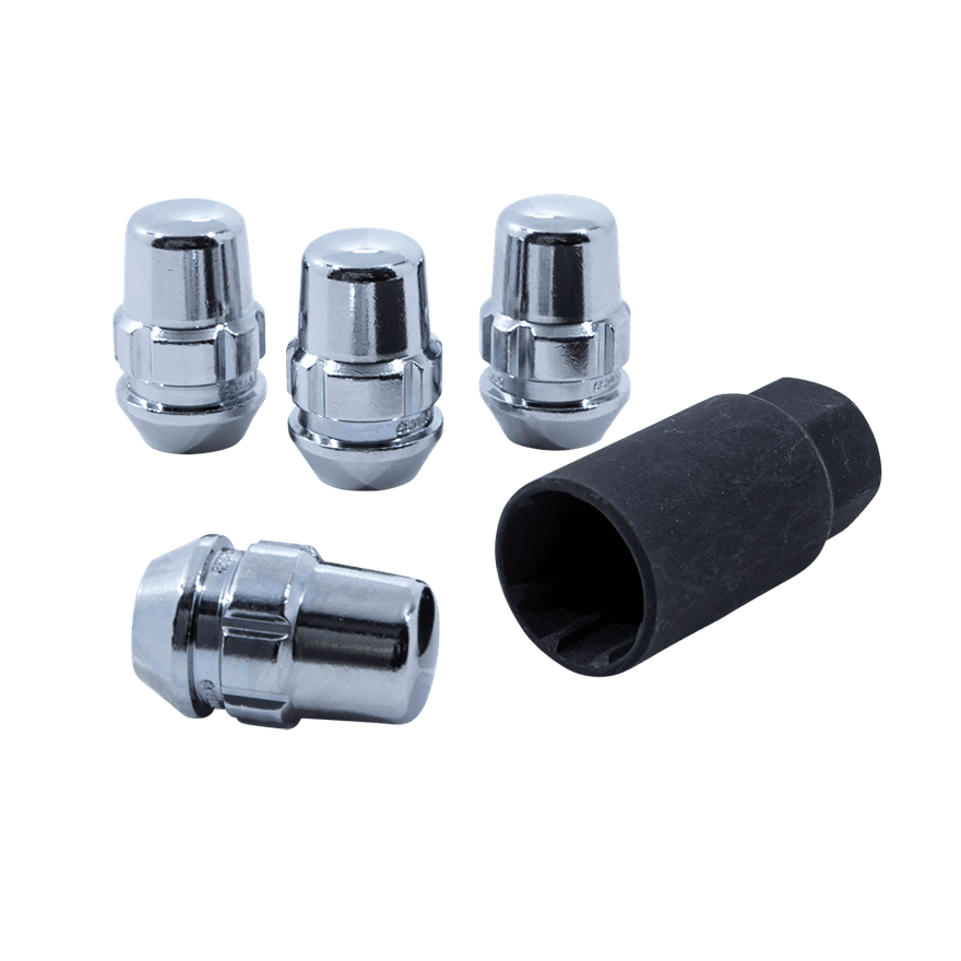 Original Gorilla Lock Set Acorn Bulge 13/16" Hex 12mm x 1.25 Chrome Set of 4