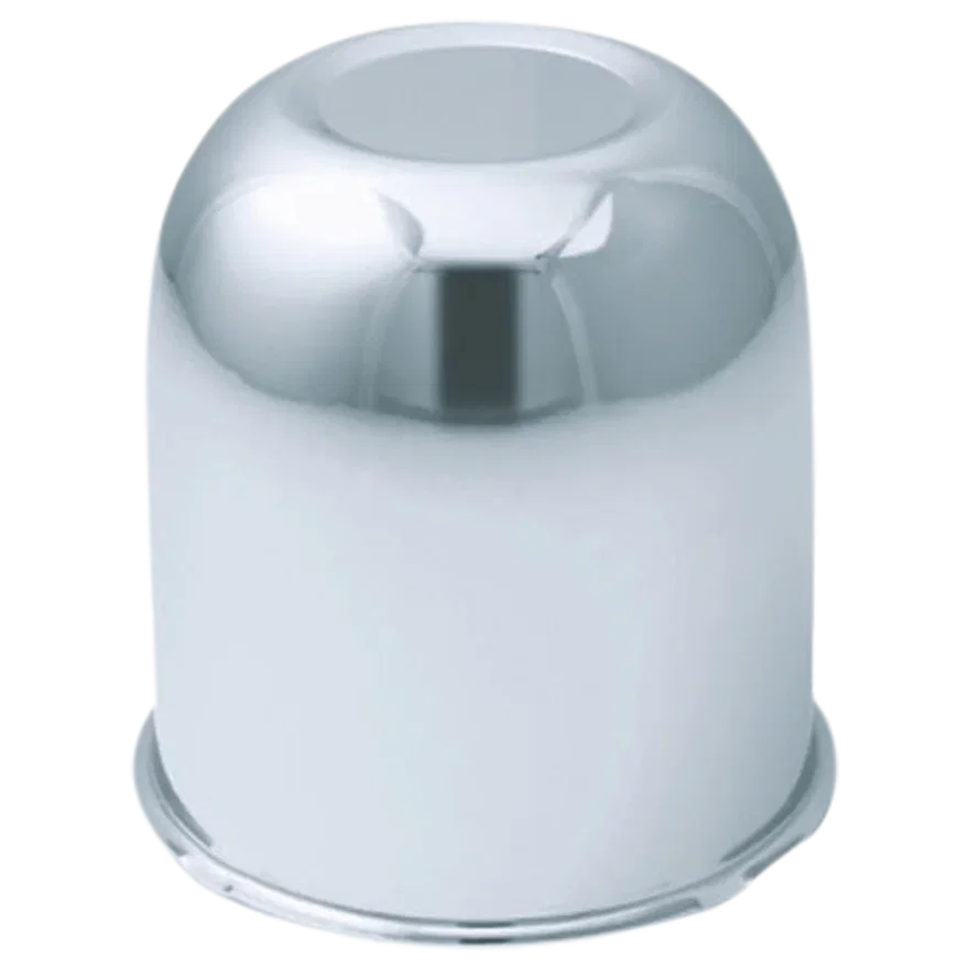 Push Thru Center Cap Closed End Chrome Steel 3.195in OD 3.51in Overall Length